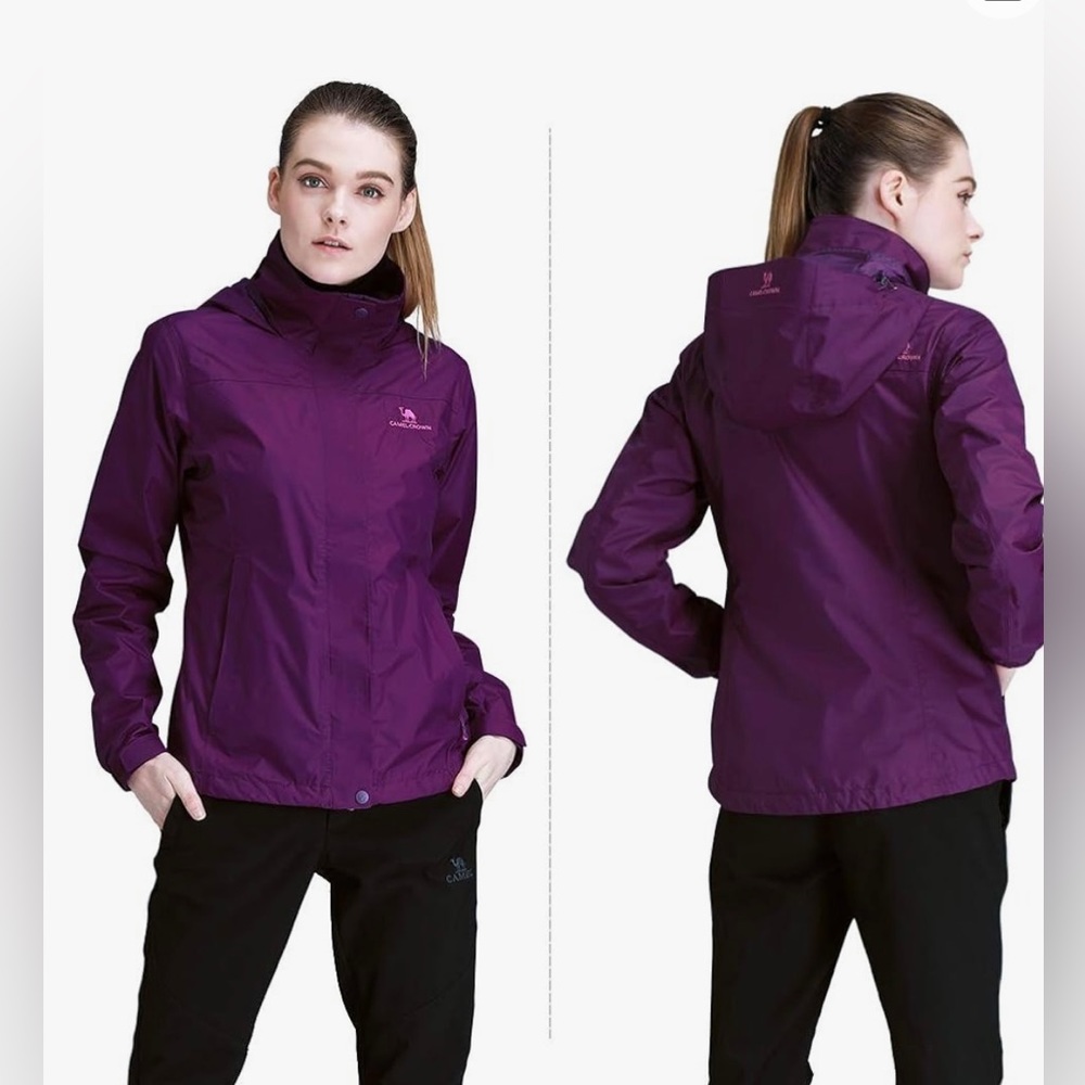 Camel Crown Purple Hooded Rain Jacket - Picture 2 of 13